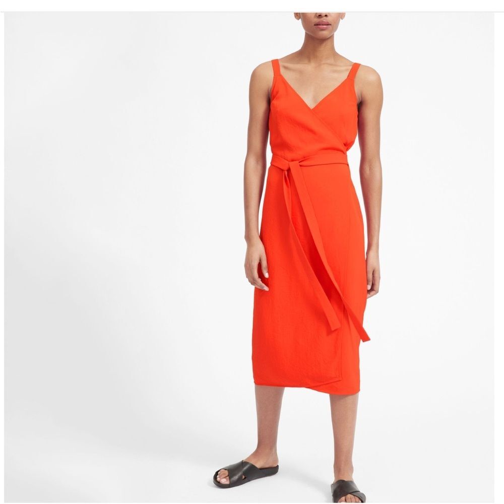 Everlane The Japanese Goweave Tank Wrap Dress in Red 2